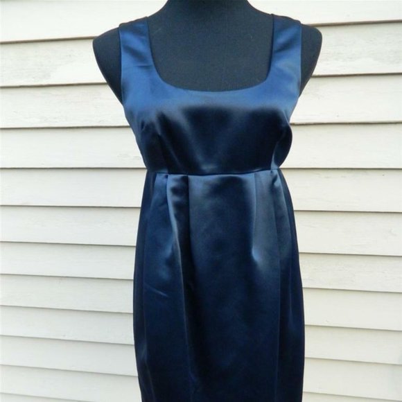 Michael Kors Midnight Blue Satin Umpire Sleeveless Dress Size 4 - Picture 9 of 9